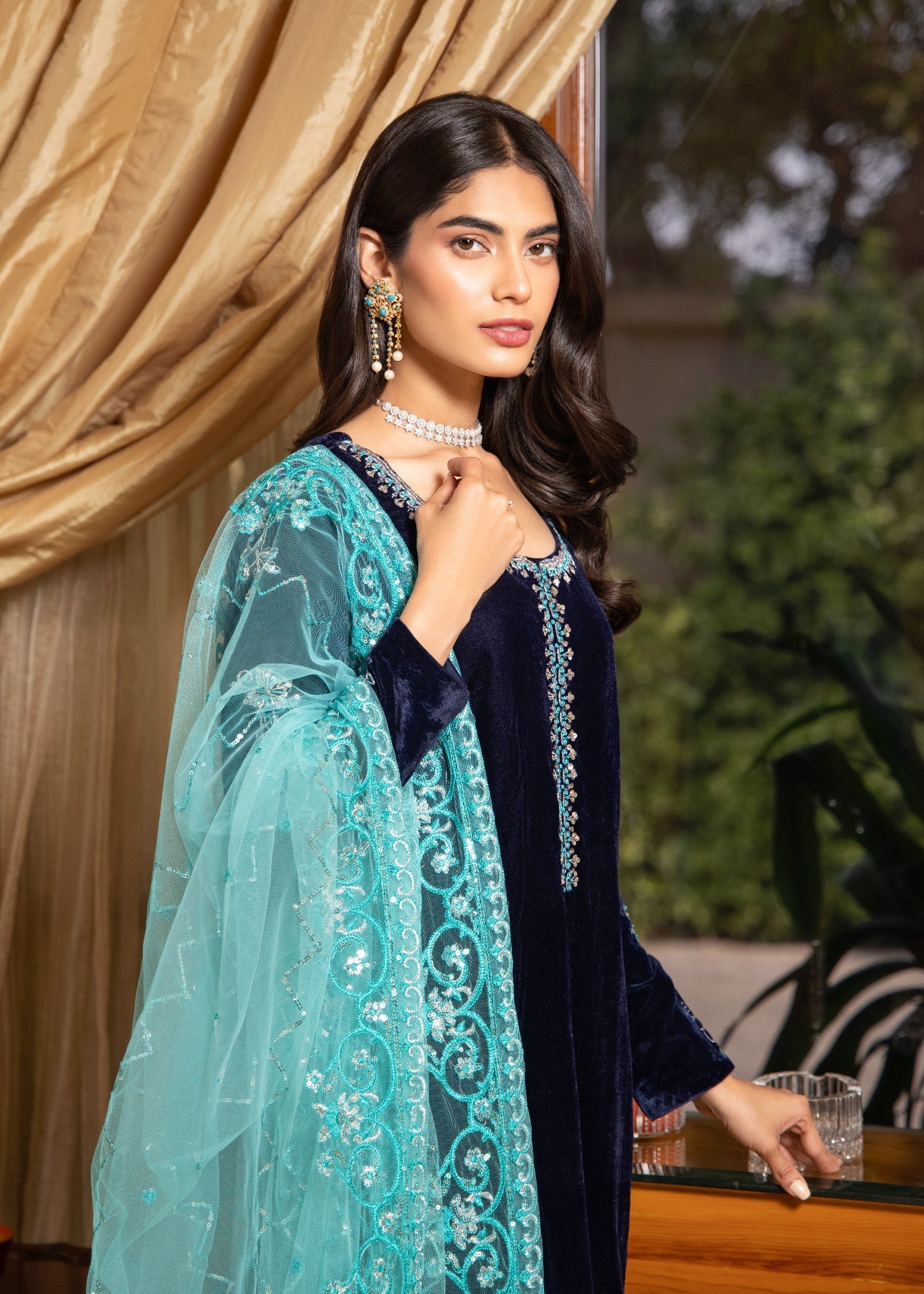 Oh Chintz Navy Velvet Set Women 3pcs