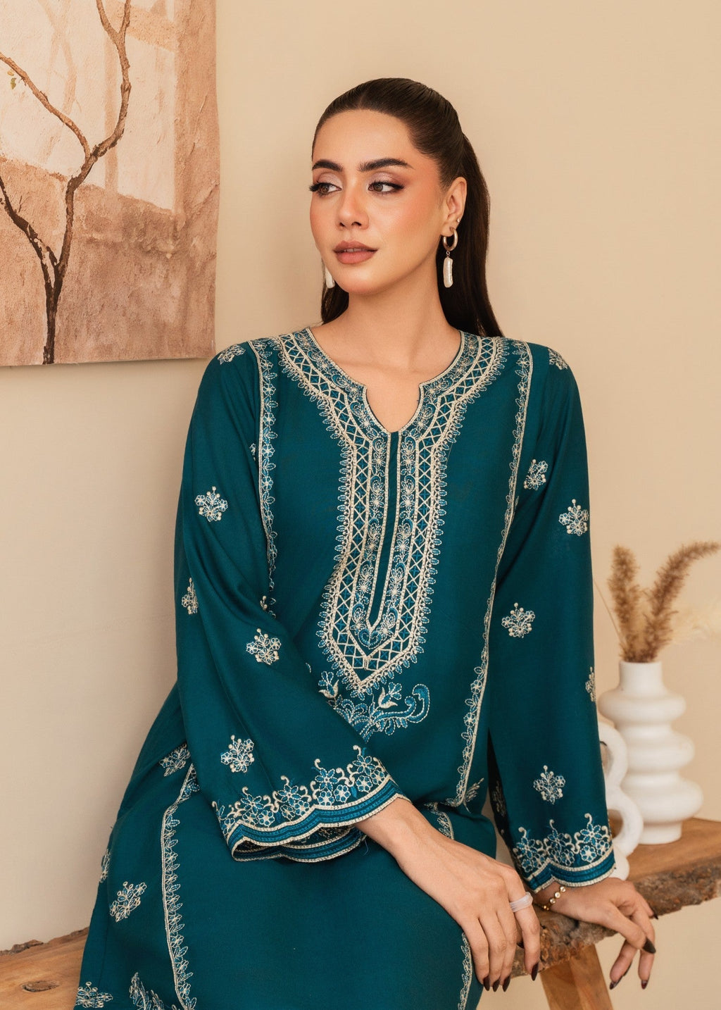Tehzeeb Libas SEA BLUE EMBROIDERED Women 2pcs
