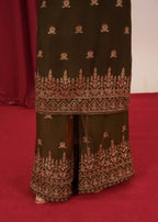 Four Season Boutique YUMNA PLAZZO OLIVE GREEN Women 3pcs