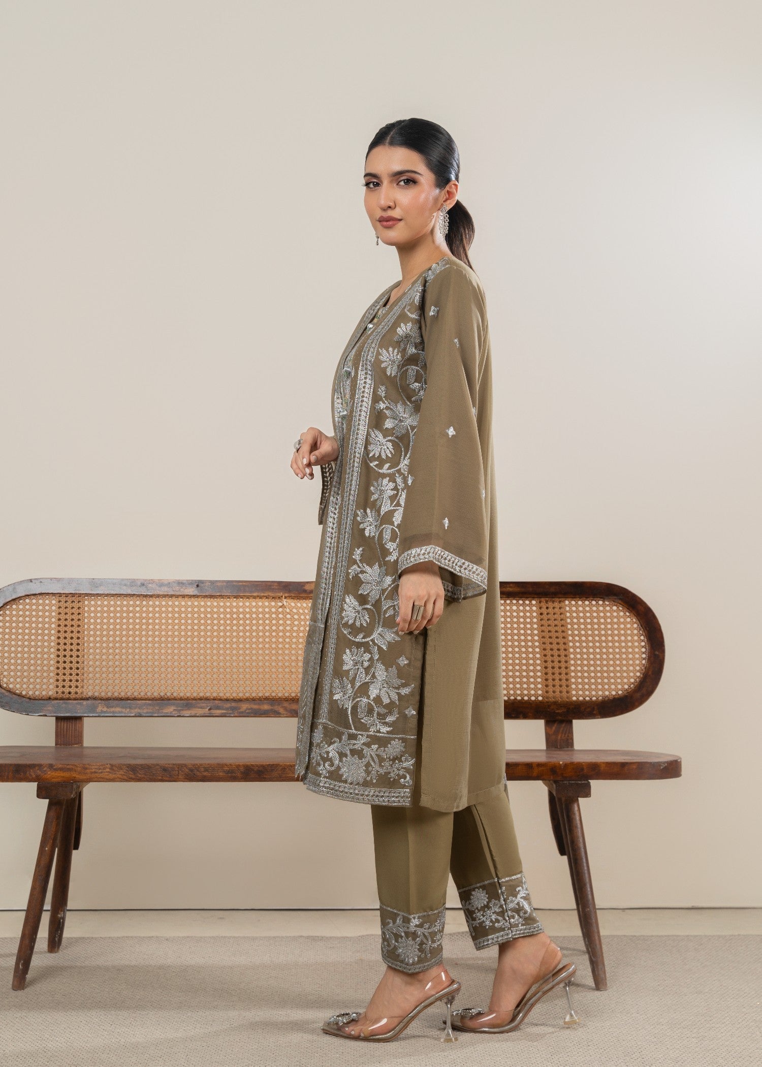 Four Season Boutique MAHROSE CHIFFON OLIVE GREEN Women 3pcs