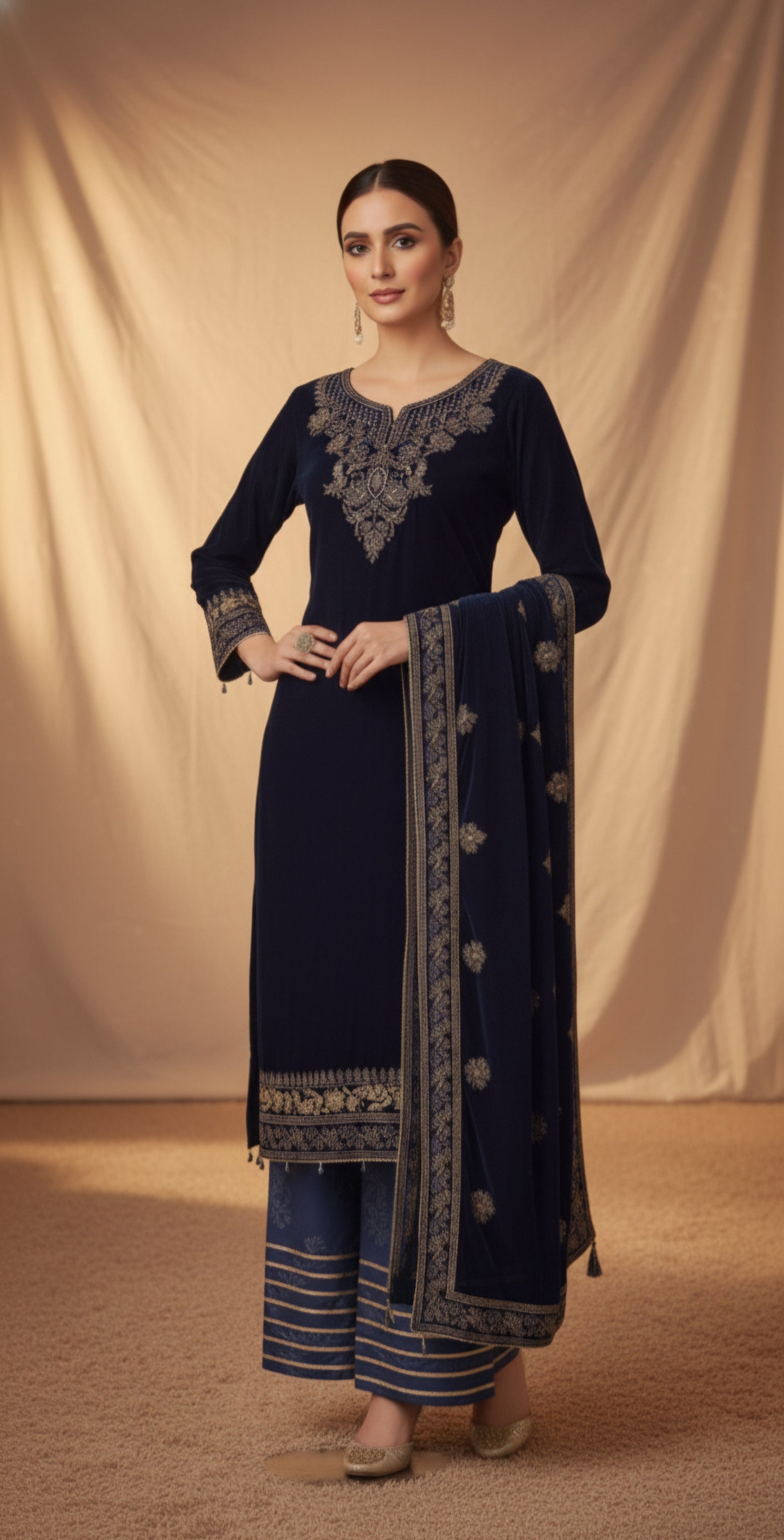 Malhaar Mal VX 137 Navy Blue Women 3pcs