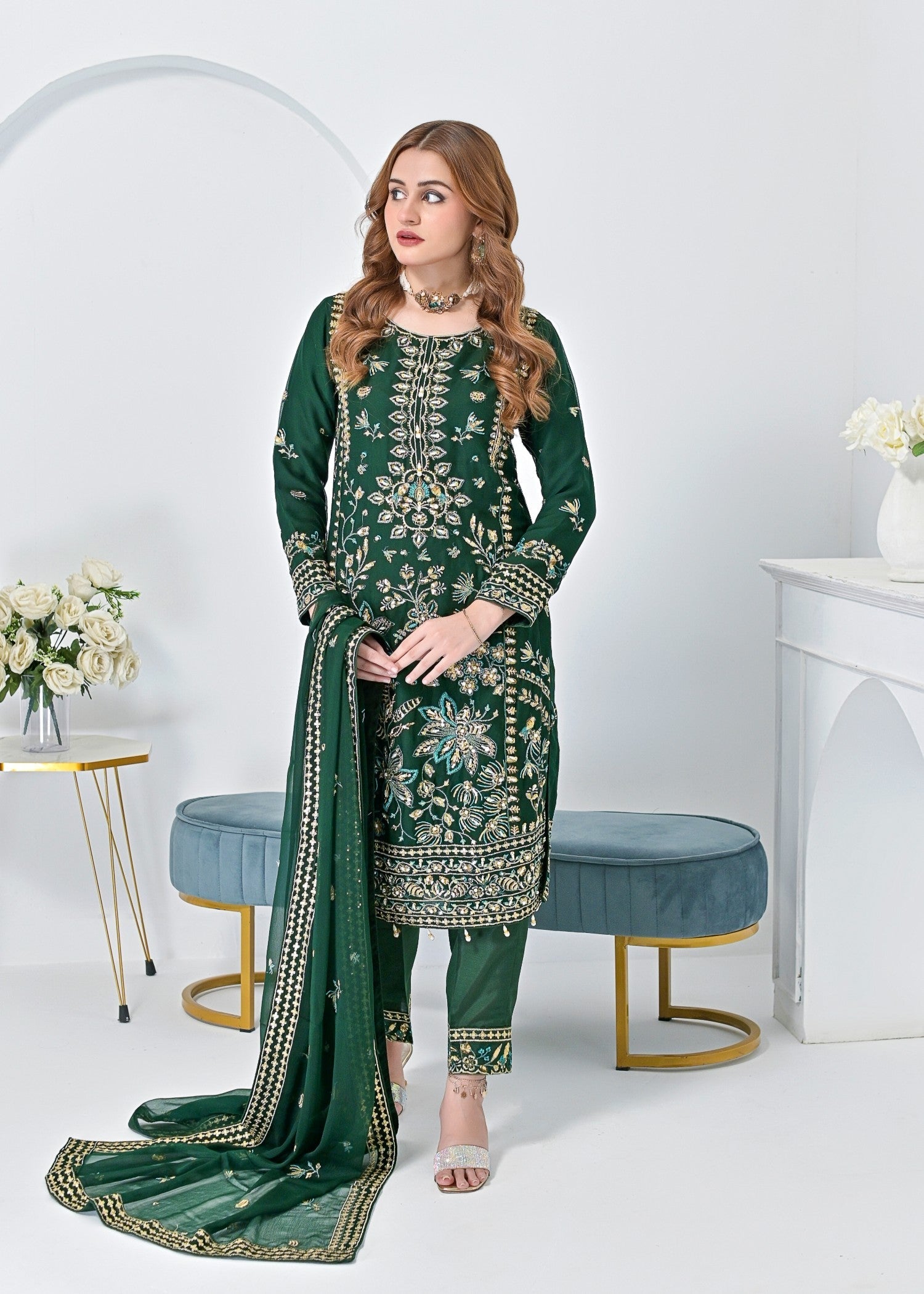 Qasim Anwer By Chandni Bridals ADARA (GREEN) Women 3pcs