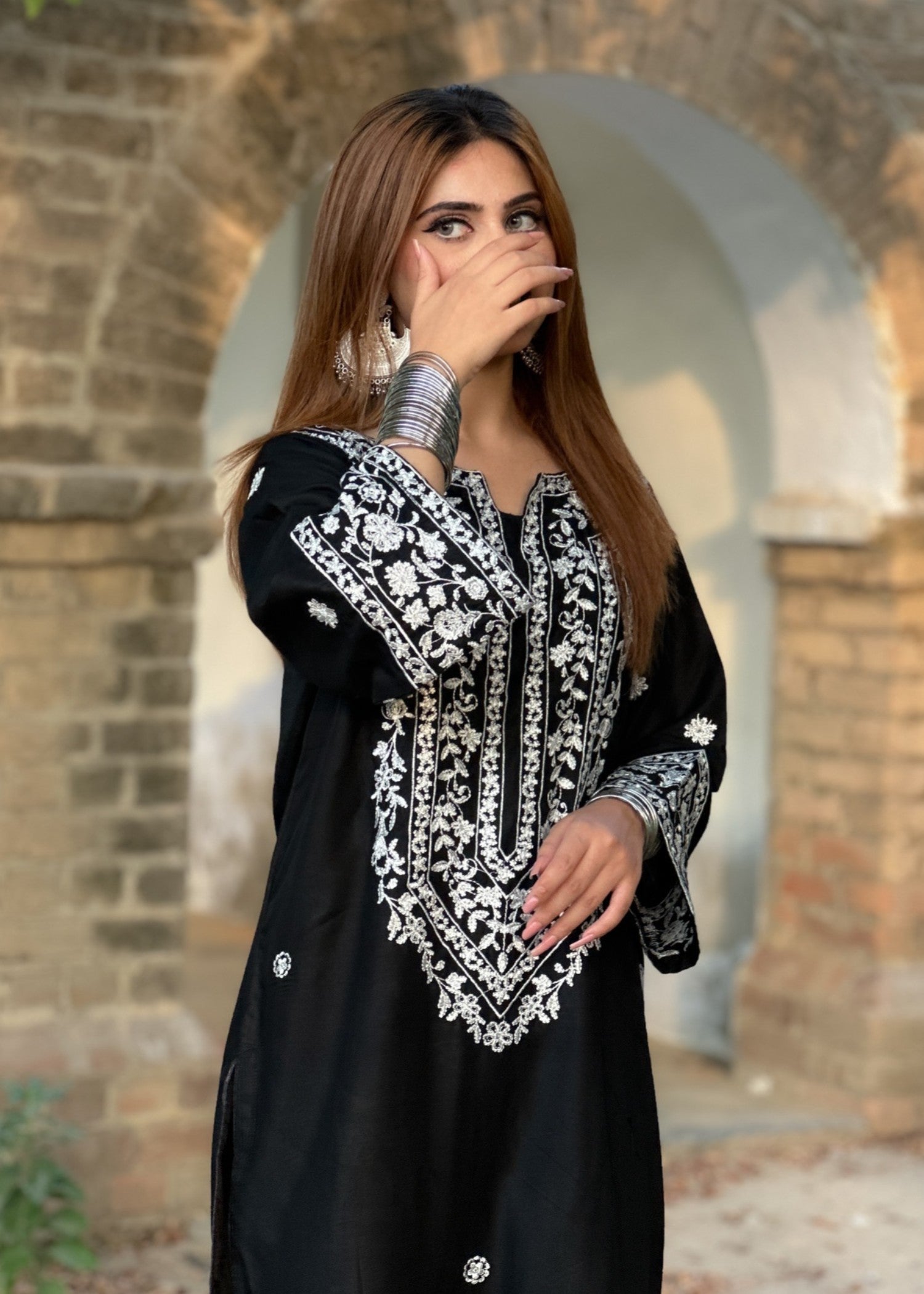Tehzeeb Libas HINA BLACK EMBROIDERED Women 2pcs