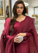 Uzman Yasen Red Farshi Shalwar Women 3pcs