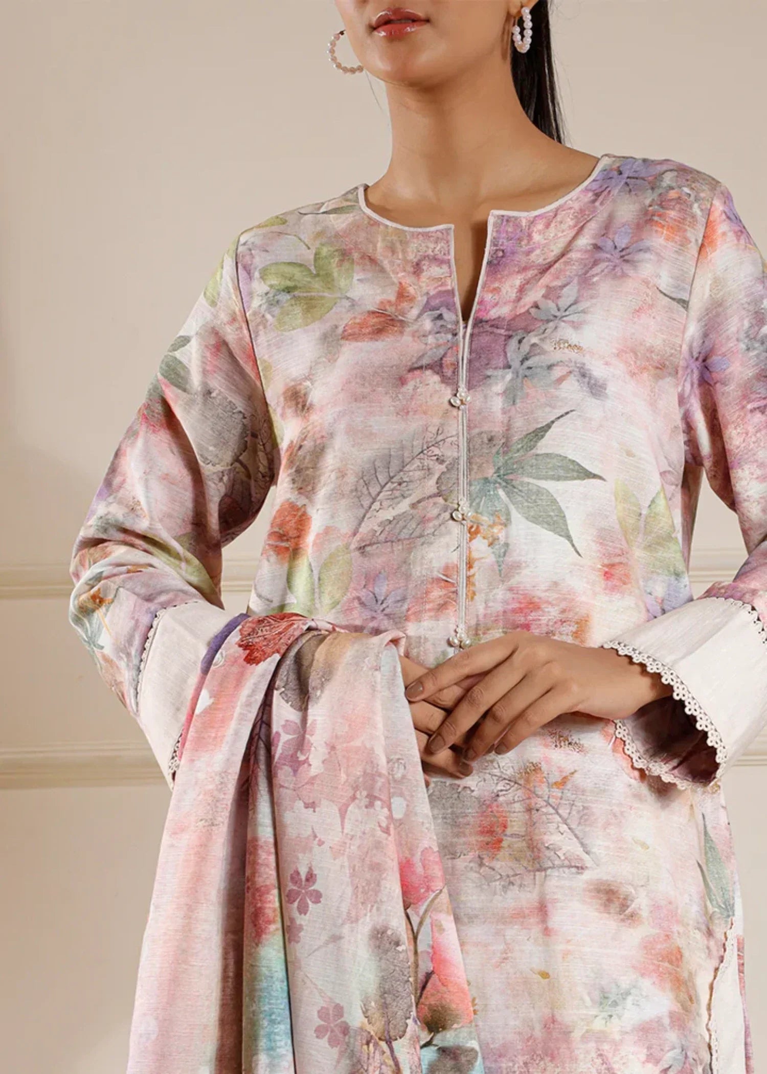Saya Printed Khaddar Stitched Shirt/Dupatta Women 2pcs