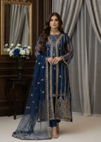 Pehnawa By Bin Akram’s Blue Elegance | Net Maxi Women 4pcs