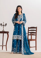 Four Season Boutique MEHERBAAN TEAL BLUE Women 3pcs