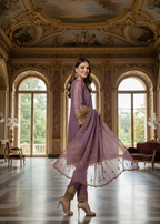 MMG Garments ANCHAL CLASSICAL CHIFFON EMBROIDERED FROCK MAUVE PINK MMG 893 Women 3pcs