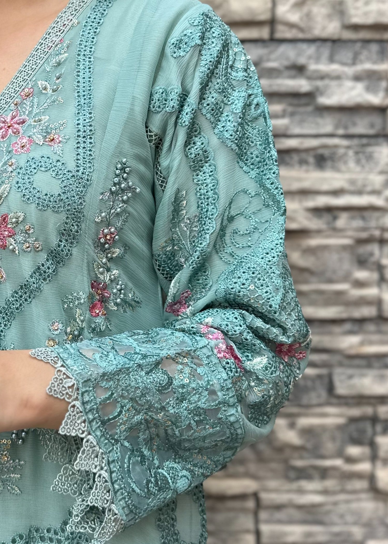 Pehnawa By Bin Akram’s Aqua Glow Pret | Chiffon Kurta Set Women 3pcs