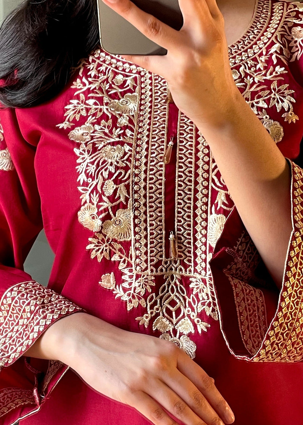 Tehzeeb Libas LAIBA MAROON ELEGANCE EMBROIDERED Women 2pcs