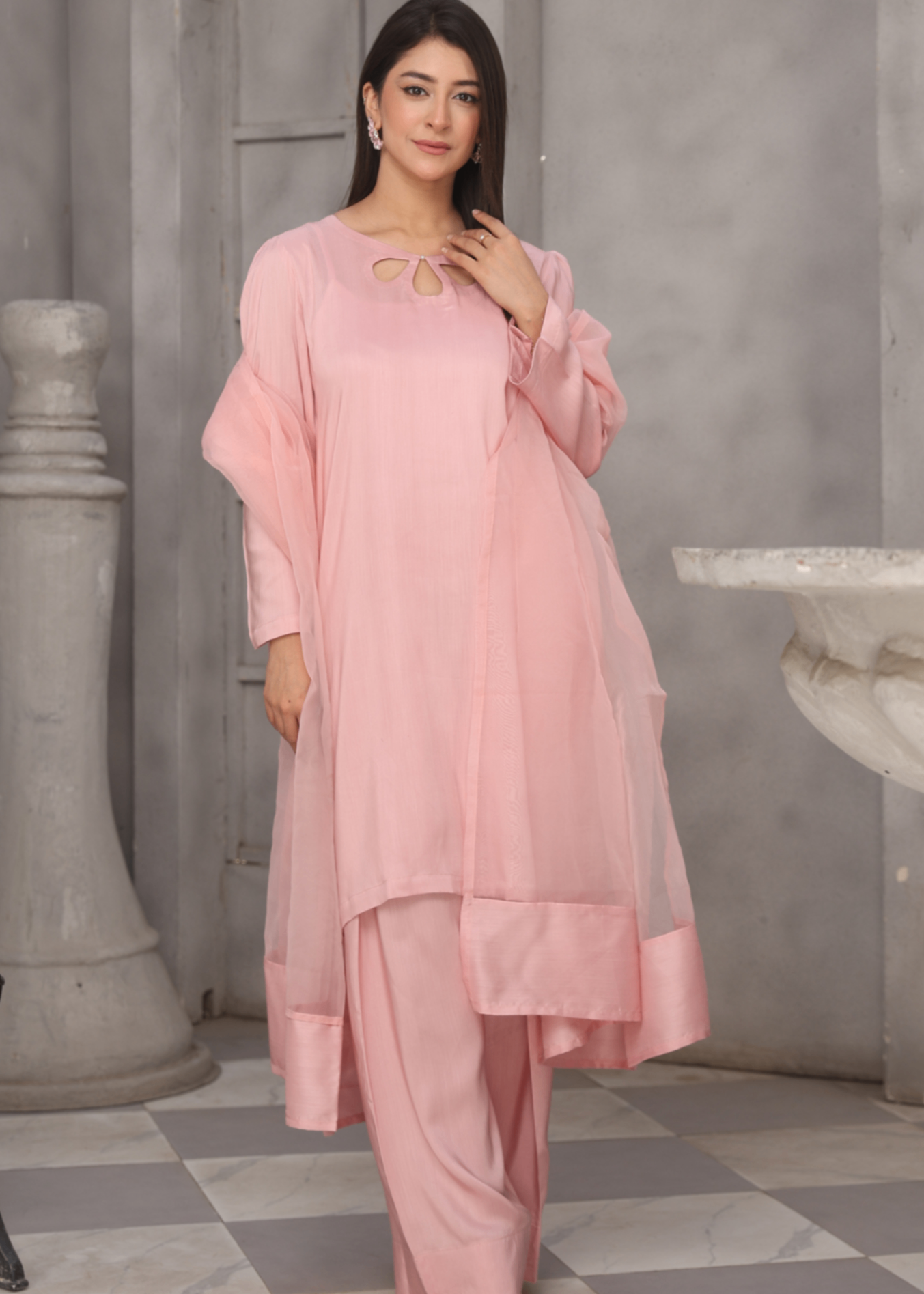 Yolo Pret Silk Viscose with Farshi Shalwar with Organza Dupatta JASHAN S25 0700 Women 3pcs