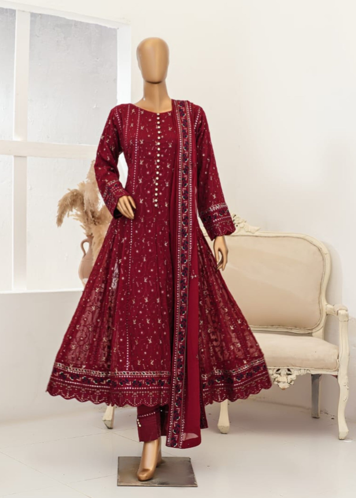 Ahmed Creations Mahajabeen Maroon Women 3pcs