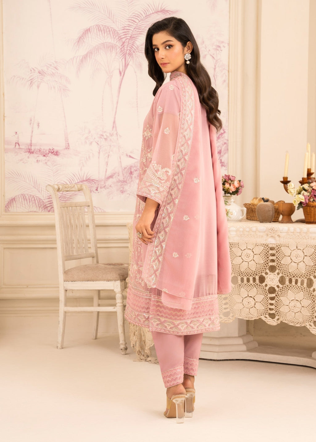 Four Season Boutique MEHAK CHIFFON PINK Women 3pcs