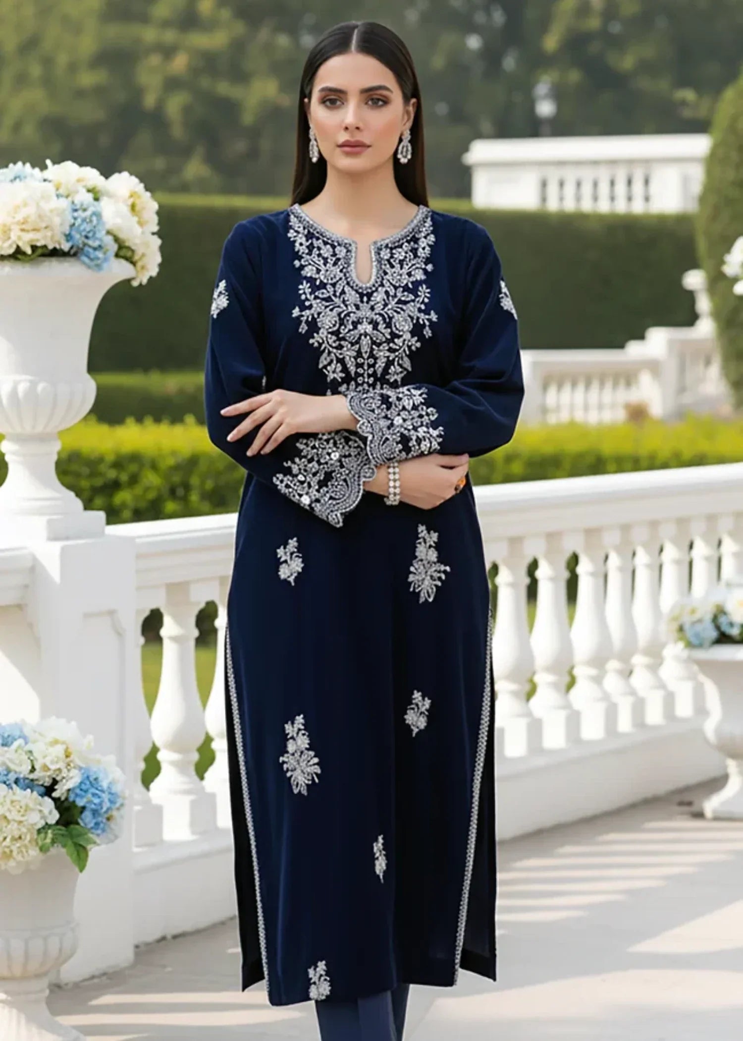 Lakhany Ready to wear Embroidered Velvet Shirt (LG IZ 0504 W EMB 1P) Women 1pcs