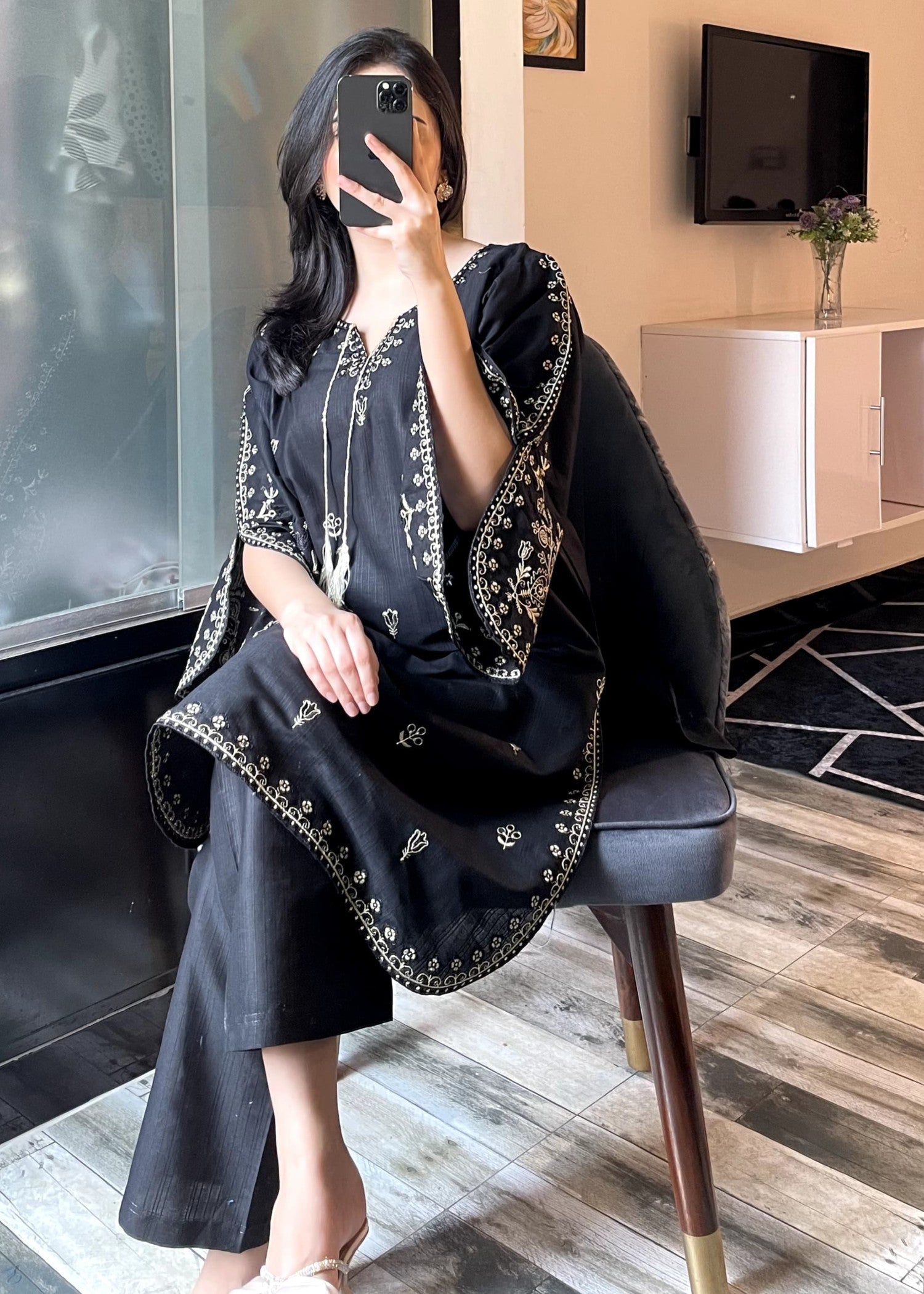 Tehzeeb Libas ZUNAIRA BLACK Women 2pcs