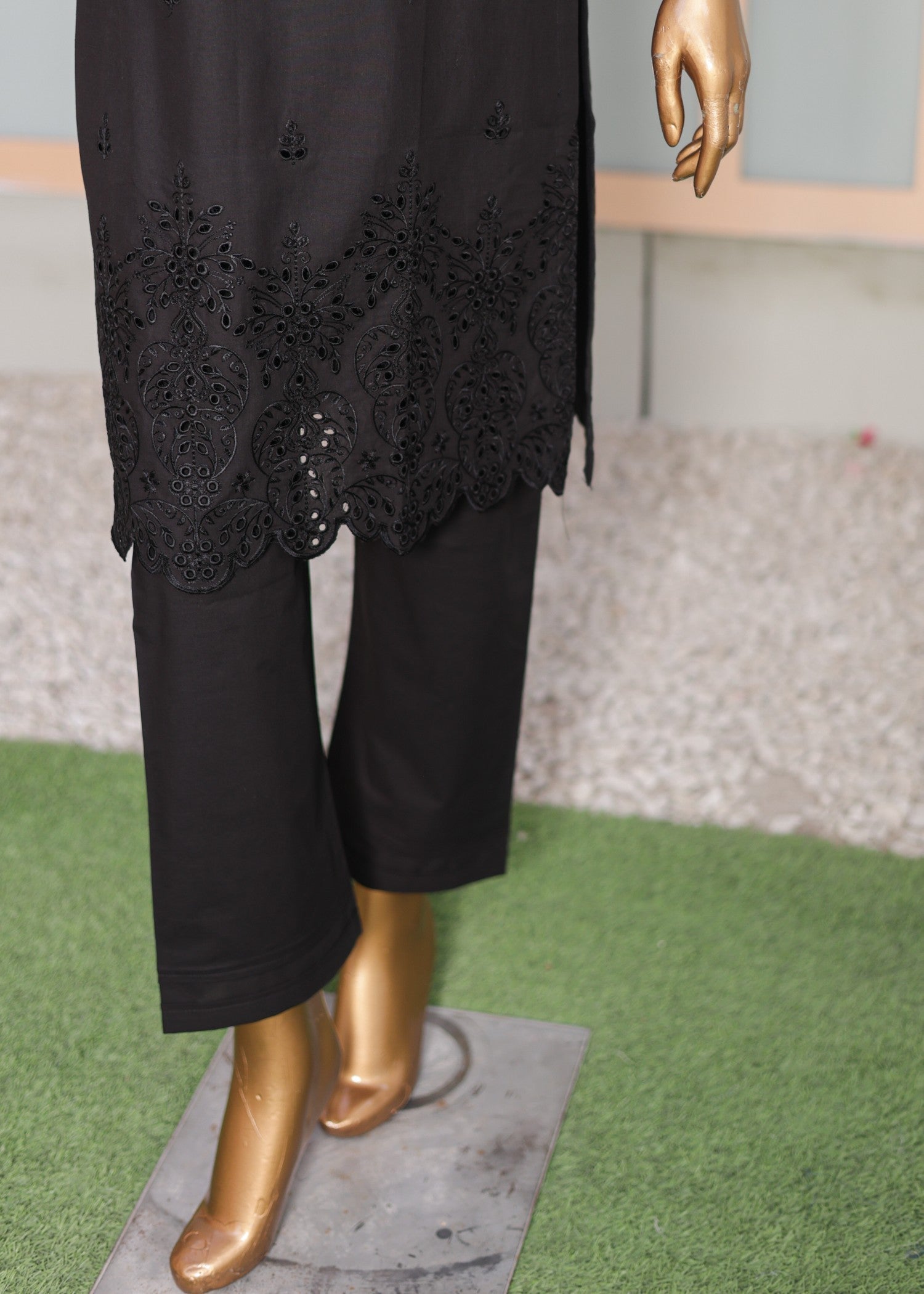 Suntex Fabrics CO ORDS Black Chikan Kari Women 2pcs