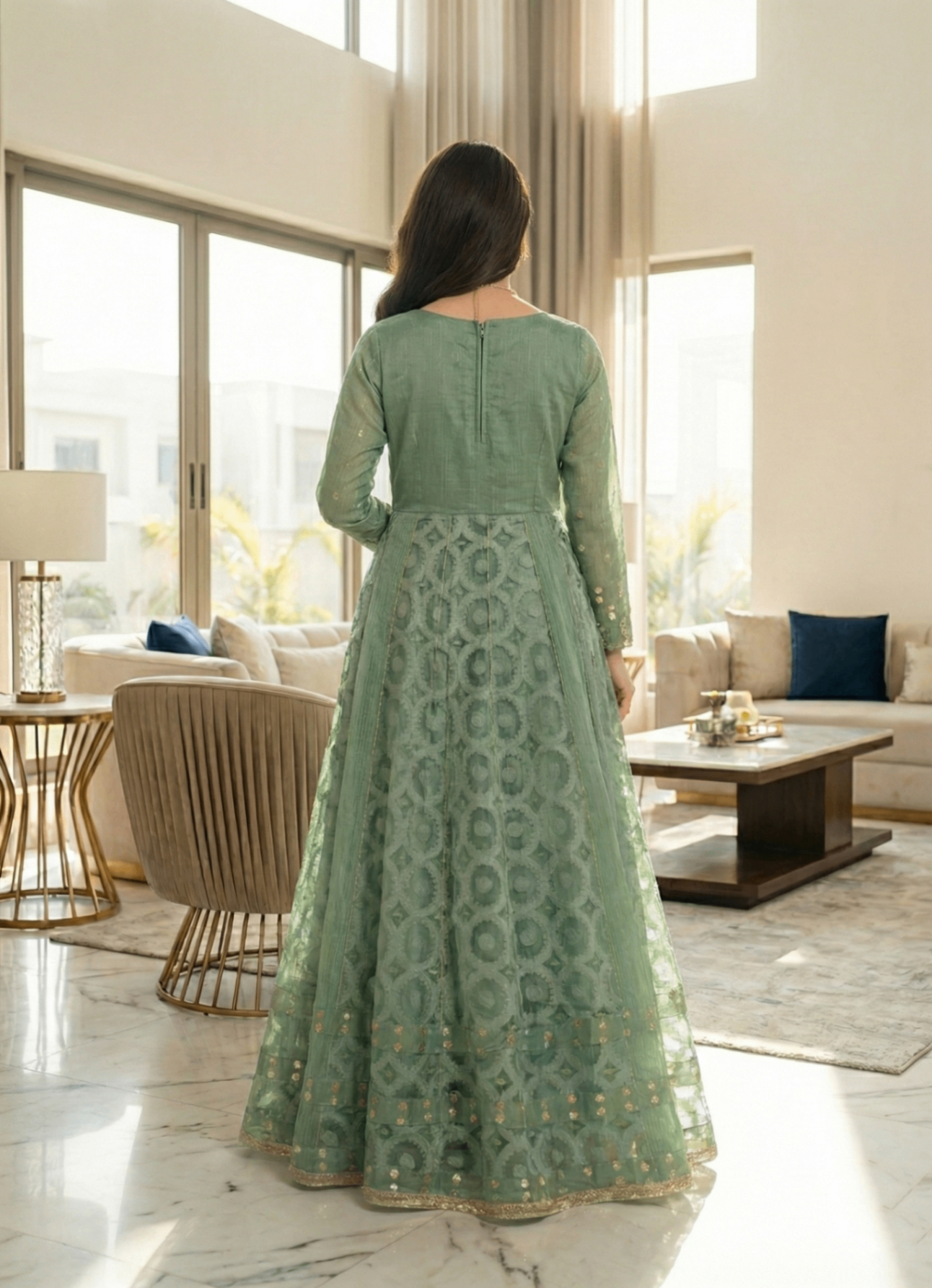 Diara Couture JHOOMAR US 479 GREEN Women 3pcs