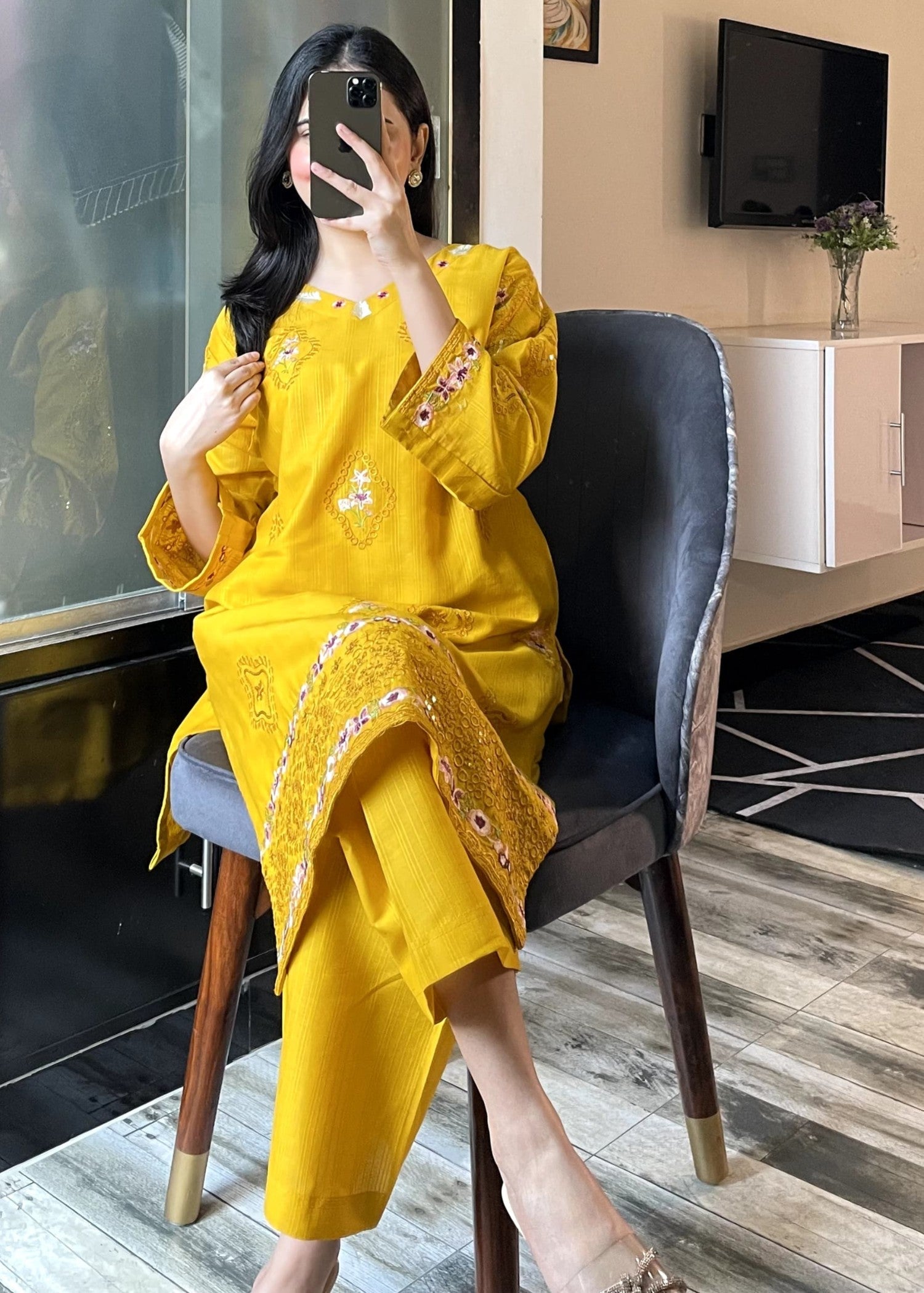 Tehzeeb Libas NOIR BLOOM MUSTARD Women 2pcs