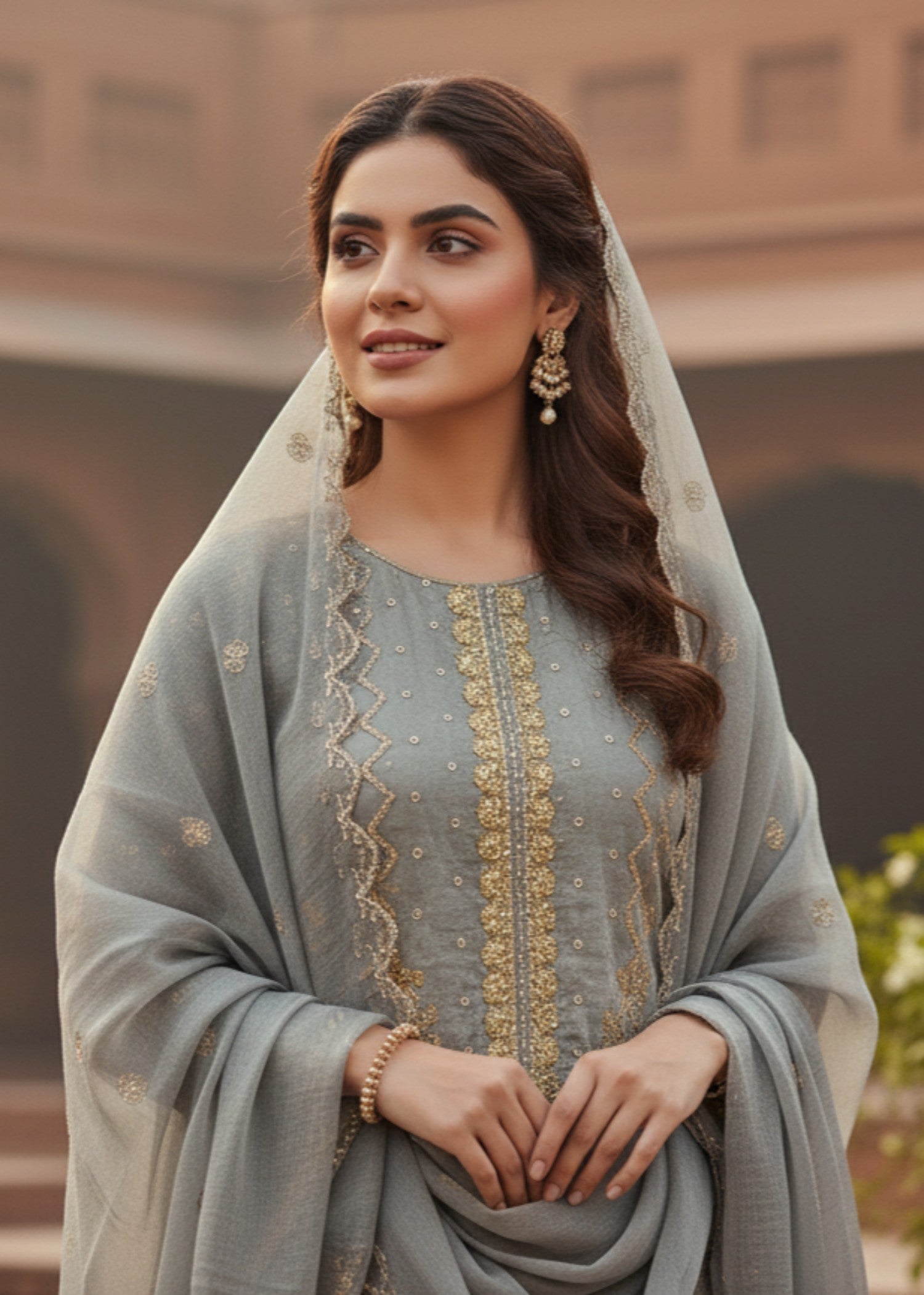 MMG Garments NOOR E MASURI| EMBROIDERED MASURI SUIT GREY MMG 808 Women 3pcs