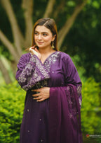 Chaudhary Arts Voilet Embroidered Women 3pcs