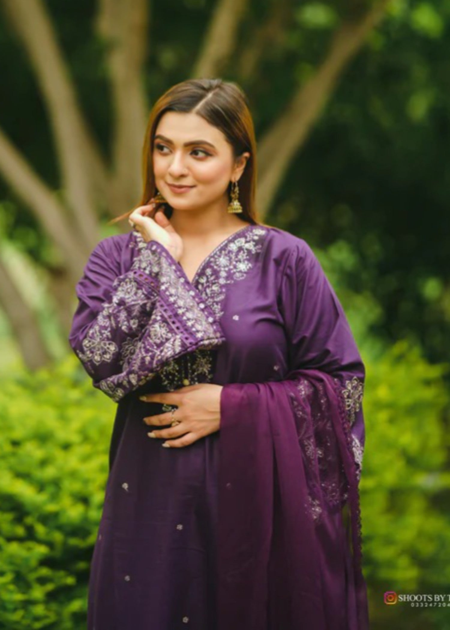 Chaudhary Arts Voilet Embroidered Women 3pcs