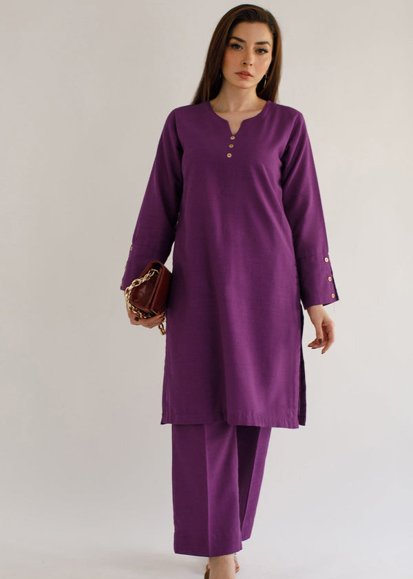 Peach Republic Purple Khaddar Suit Women 2pcs