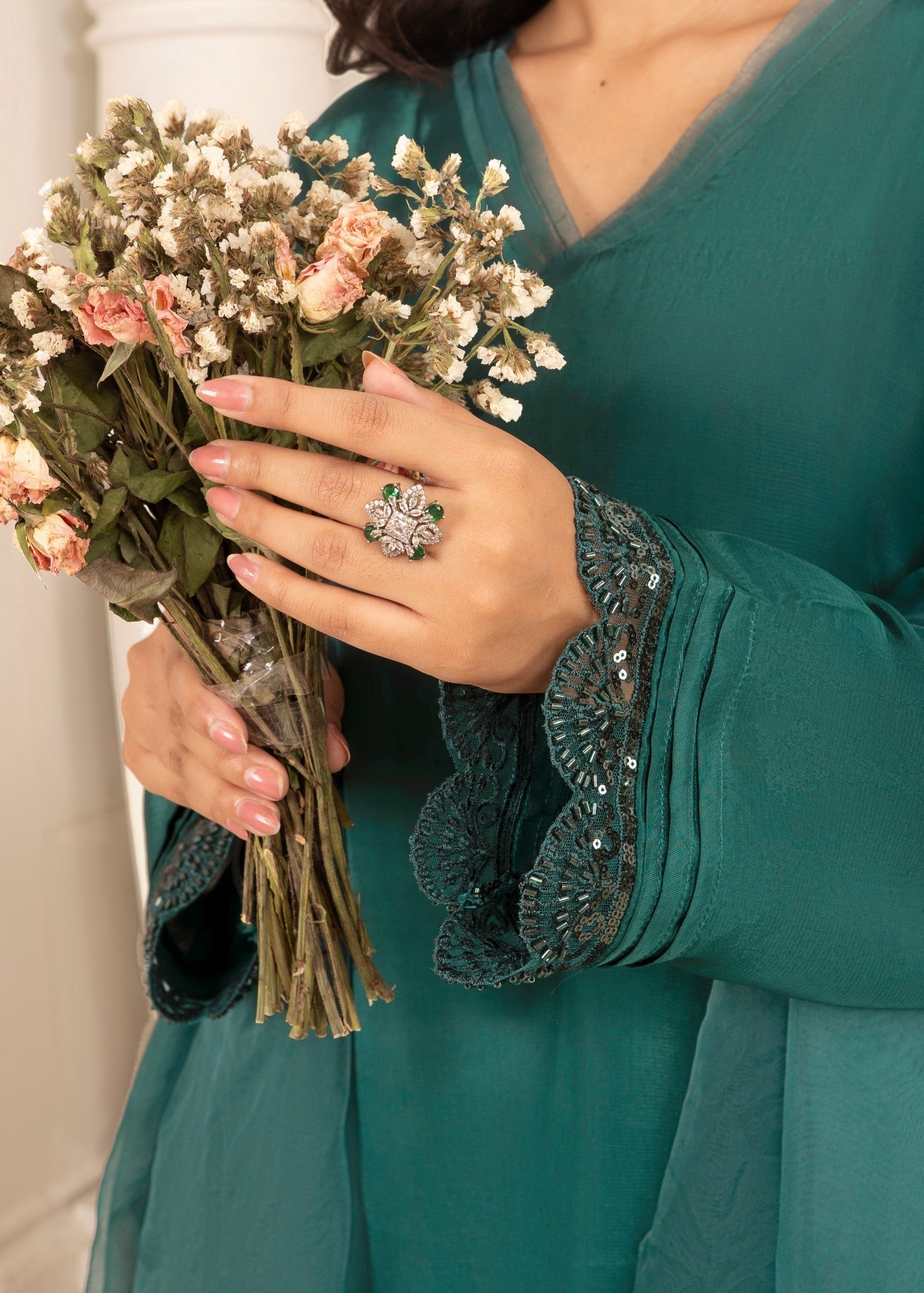 Ray Online Store Emerald Green Farshi Shalwar Set Women 3pcs