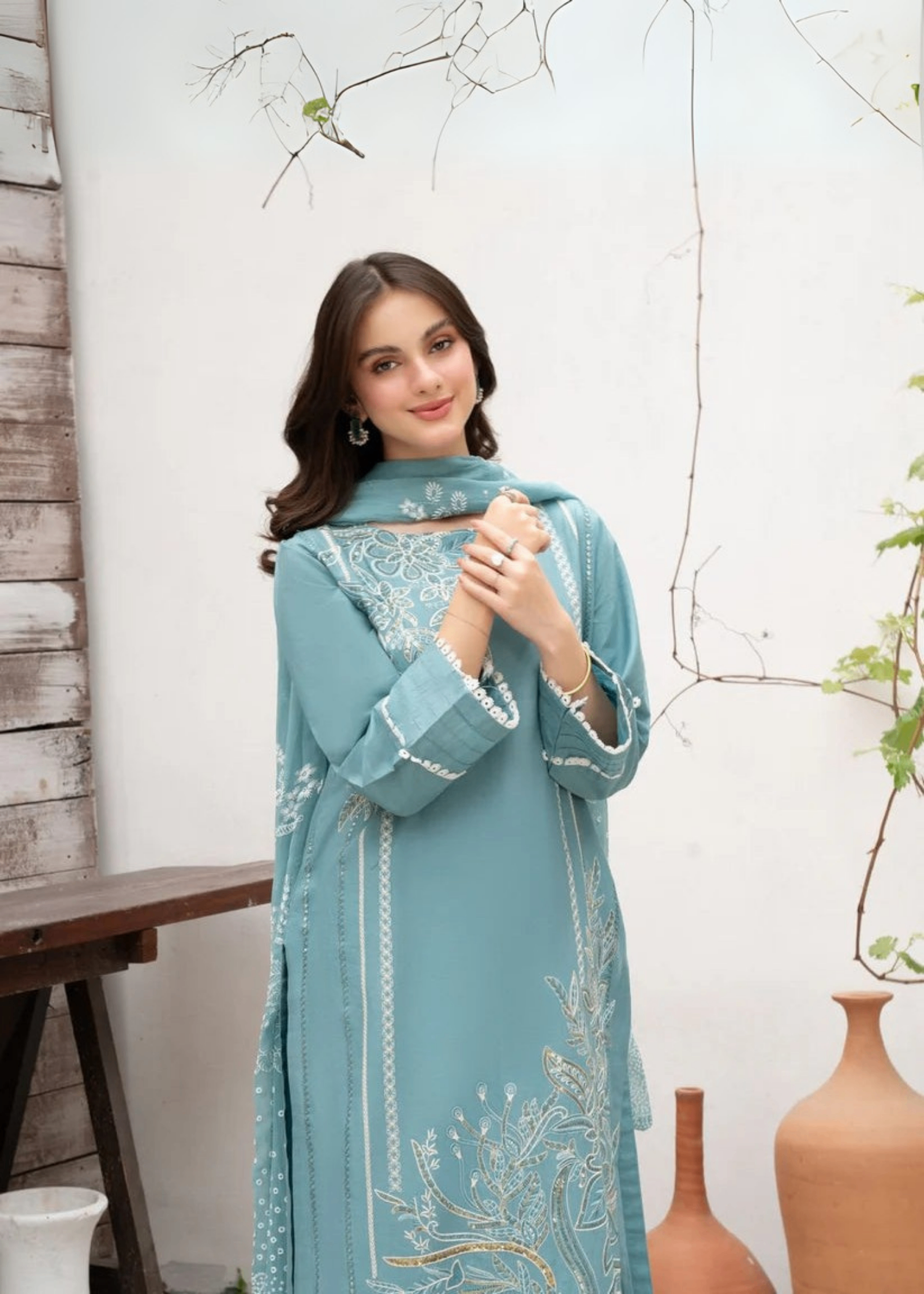 Rosyribbons Aqua Blue Stitched Women 3pcs