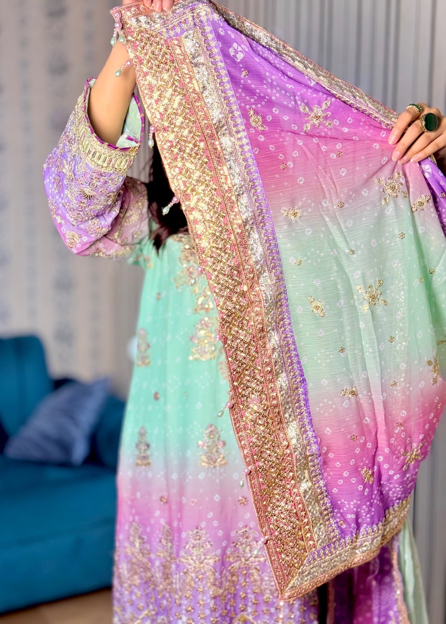 Suits By Sadia Green chunri chiffon Ayesh Women 3pcs