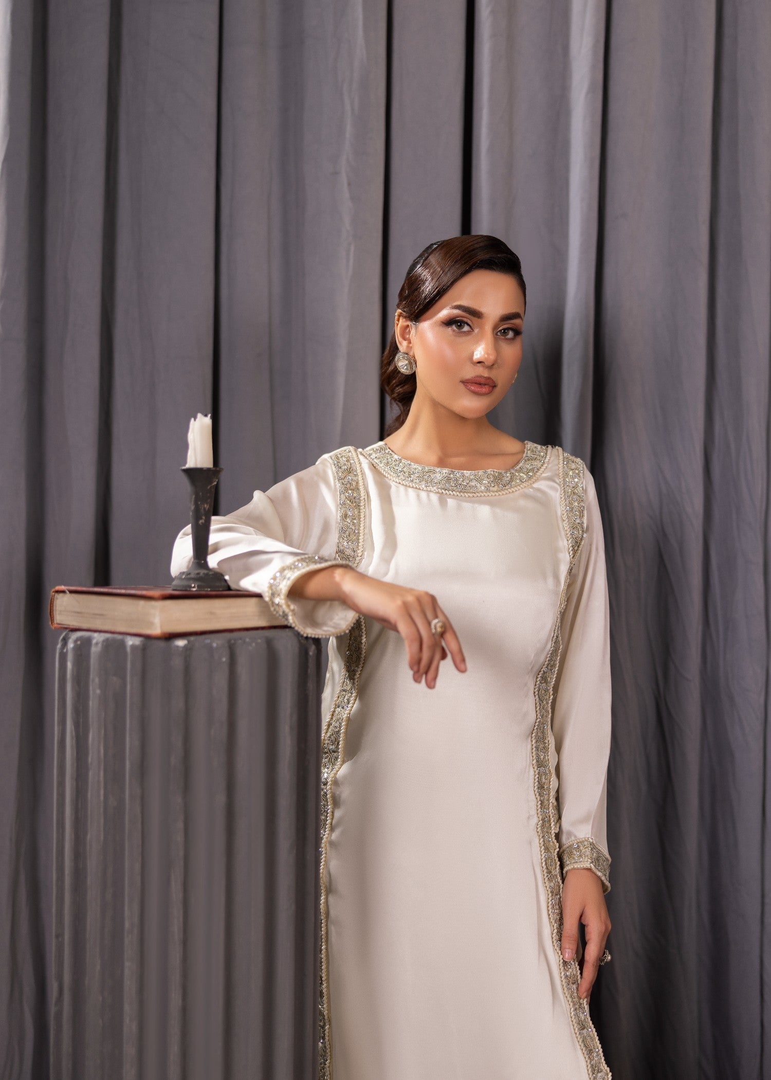 Alyssa OFFWHITE SILK SHUIT ALN02 Women 2pcs