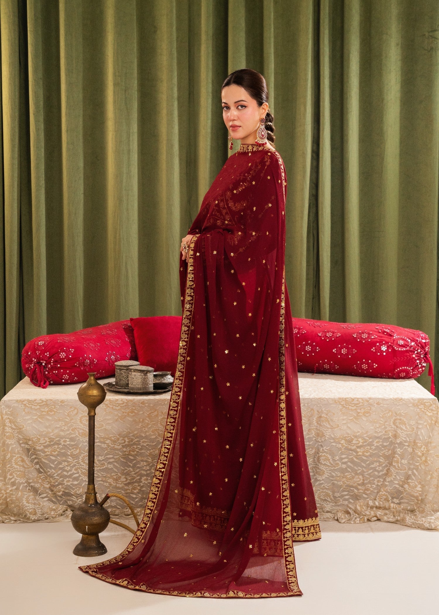 Qasim Anwer By Chandni Bridals MAHSATI (MAROON) Women 3pcs