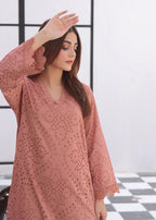 Luxeurs Rosewood Schiffli Embroidered Dress Women 2pcs