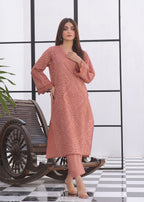 Luxeurs Rosewood Schiffli Embroidered Dress Women 2pcs