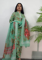 Namal Zara Ltd Summer Pret Lawn Pistachio Green Floral Design Women 3pcs