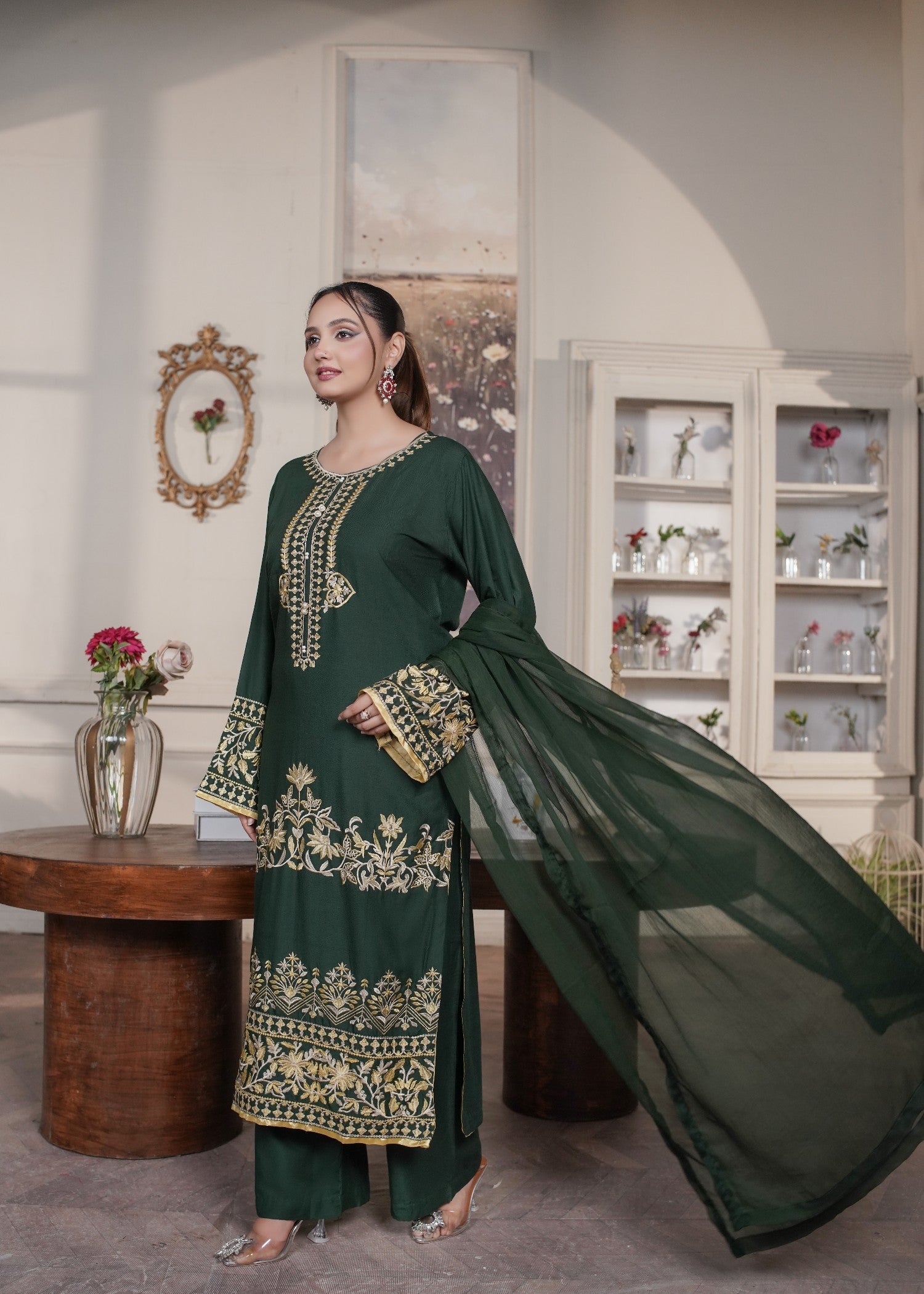 Gulposh Bella Green (Embroided ) Women 3pcs