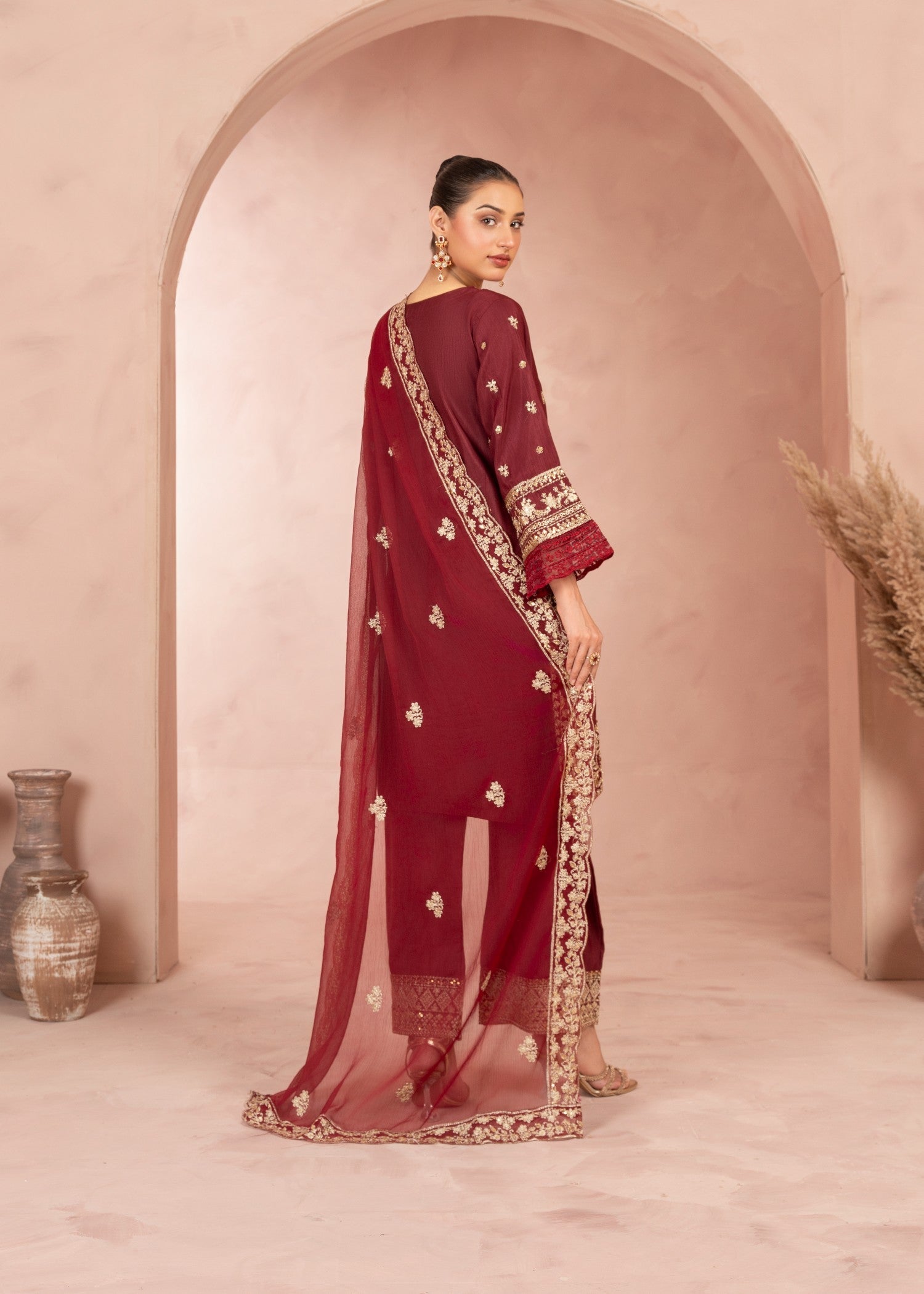 Four Season Boutique JASHAN RAOSILK MAROON Women 3pcs