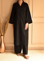 Baposh Black Kurta Set Women 2pcs