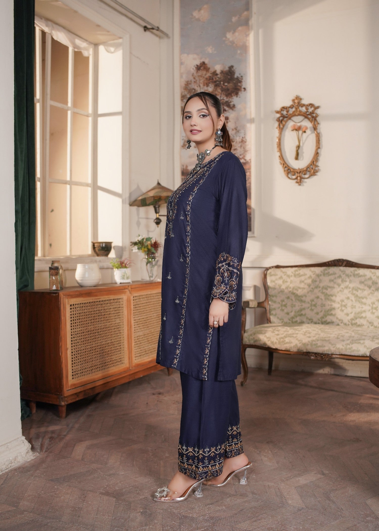 Gulposh Momal (Embroided ) Blue Women 2pcs