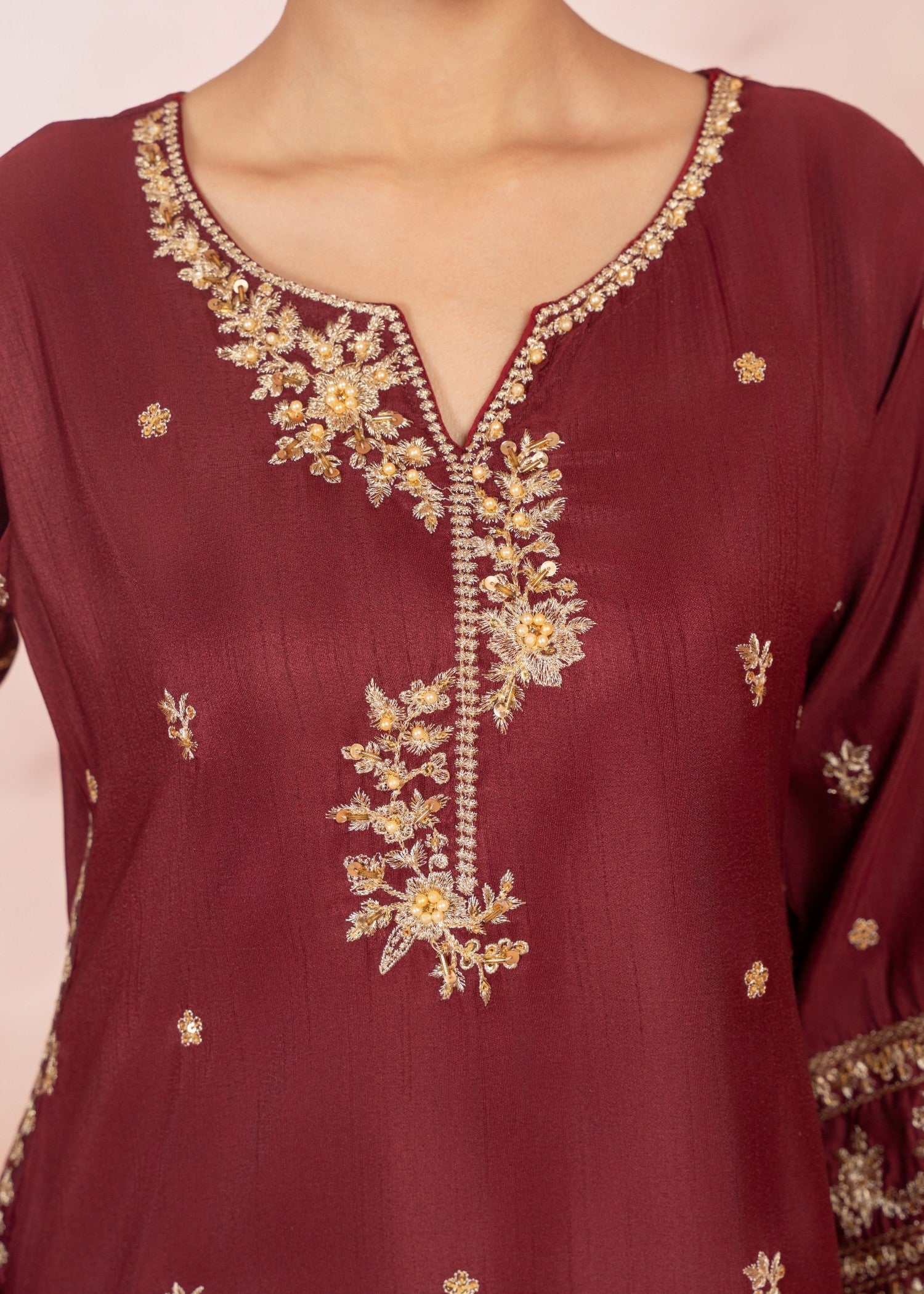 Four Season Boutique JASHAN RAOSILK MAROON Women 3pcs