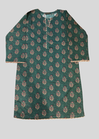 Salimas Stitched Lawn Suit – Dark Green with Ethnic Motifs Women 2pcs