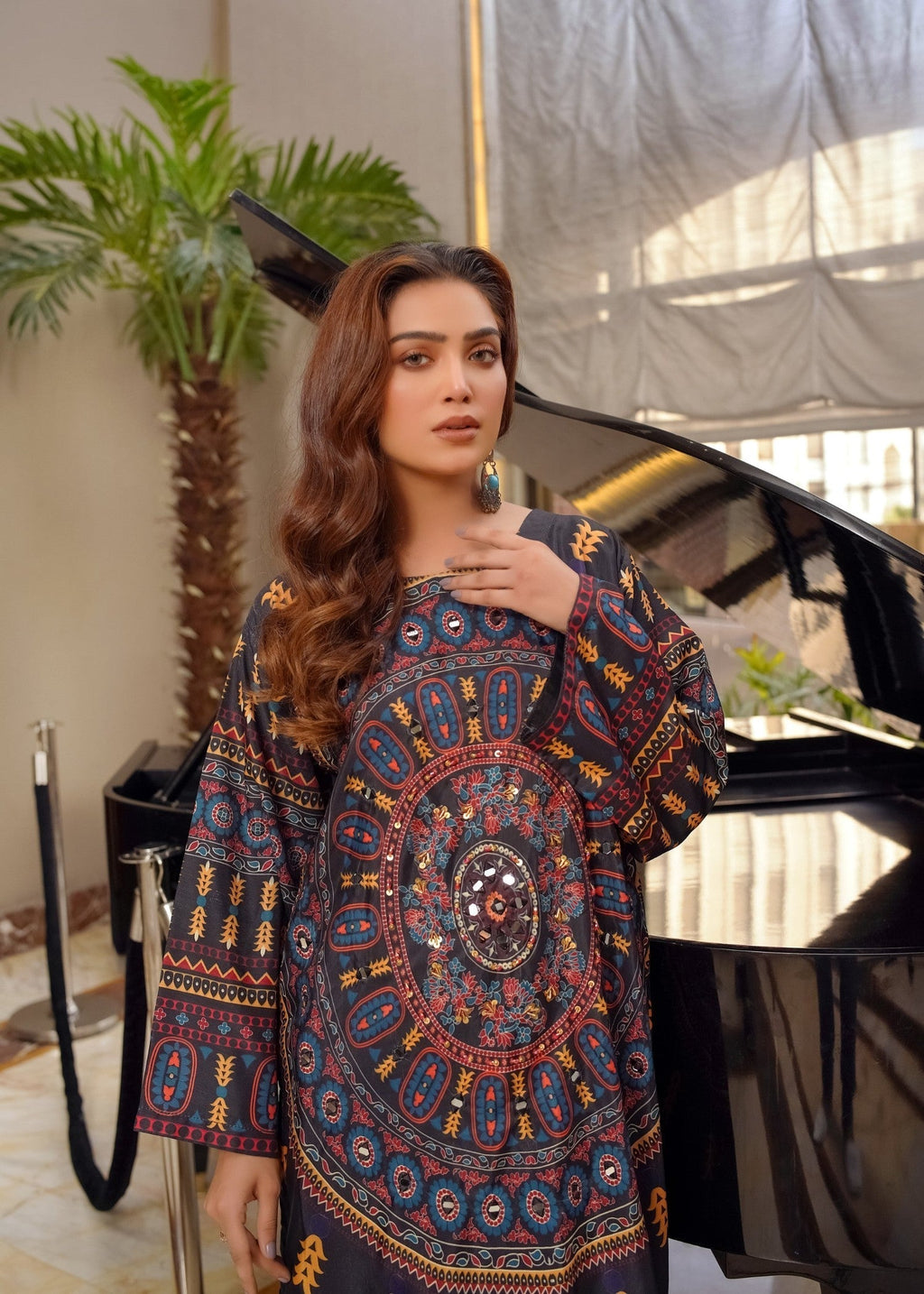 Libas Thread Khaadi Black Digital Women 2pcs
