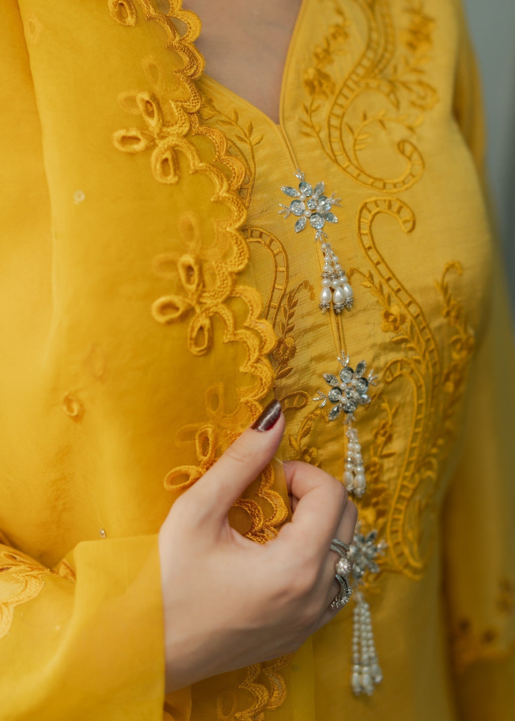 Fozia Khalid Saffron Women 3pcs