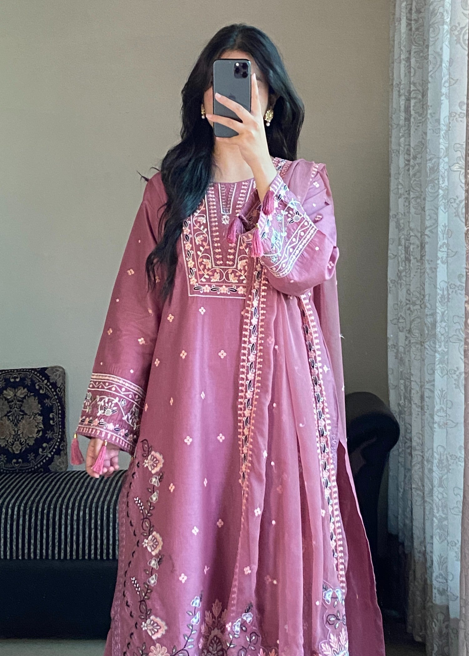 Tehzeeb Libas DUSTY ROSE ELEGANCE EMBROIDERED Women 3pcs