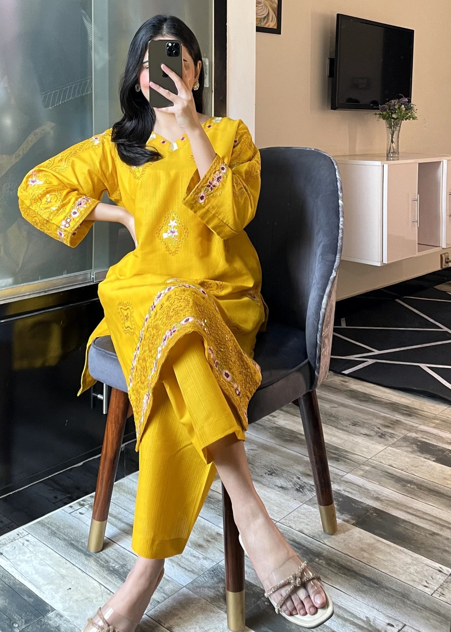 Tehzeeb Libas NOIR BLOOM MUSTARD Women 2pcs