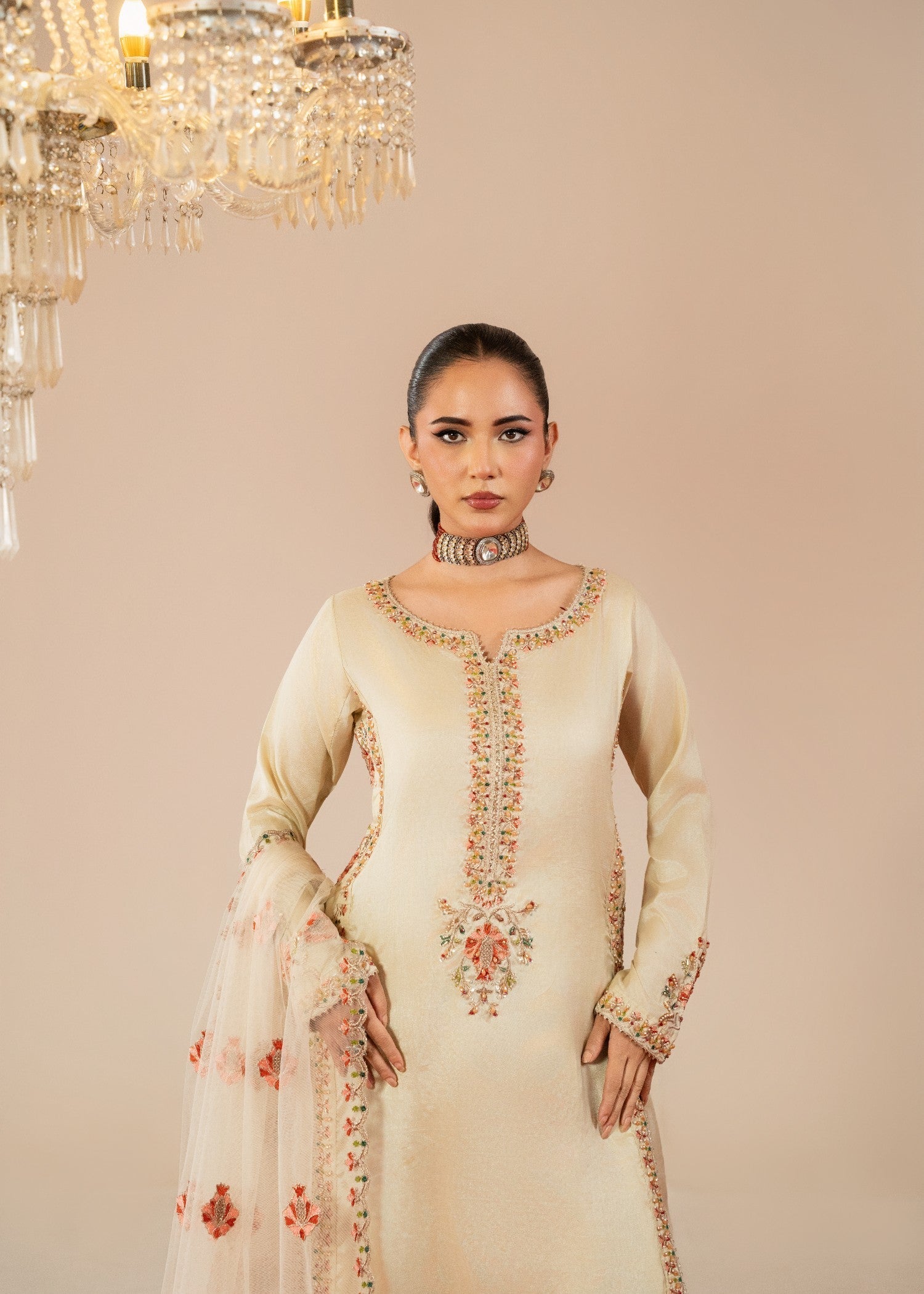 Maira Fashion Beige Farshi Shalwar Women 3pcs