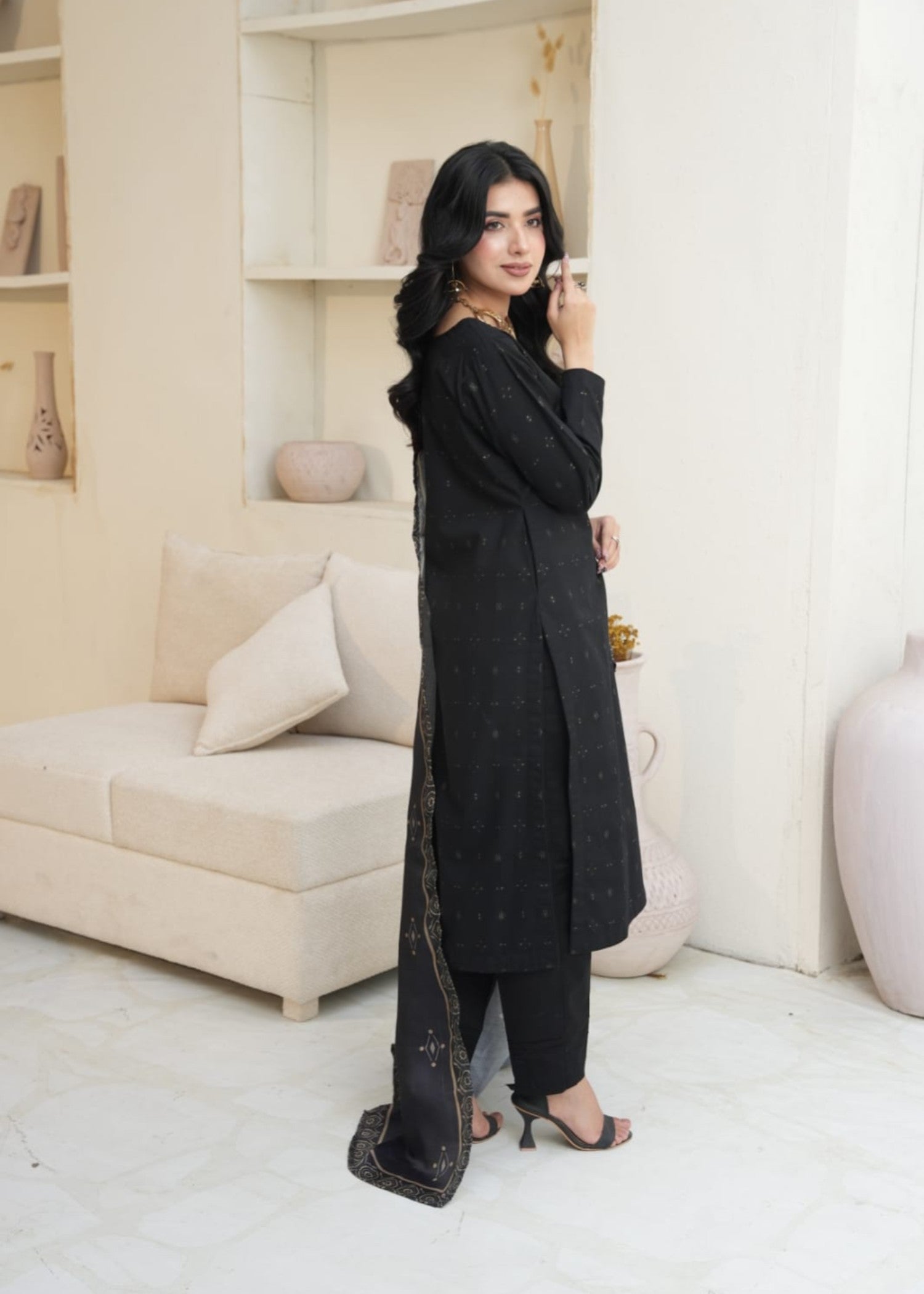 Designer Rack khadar jaccard black Women 3pcs