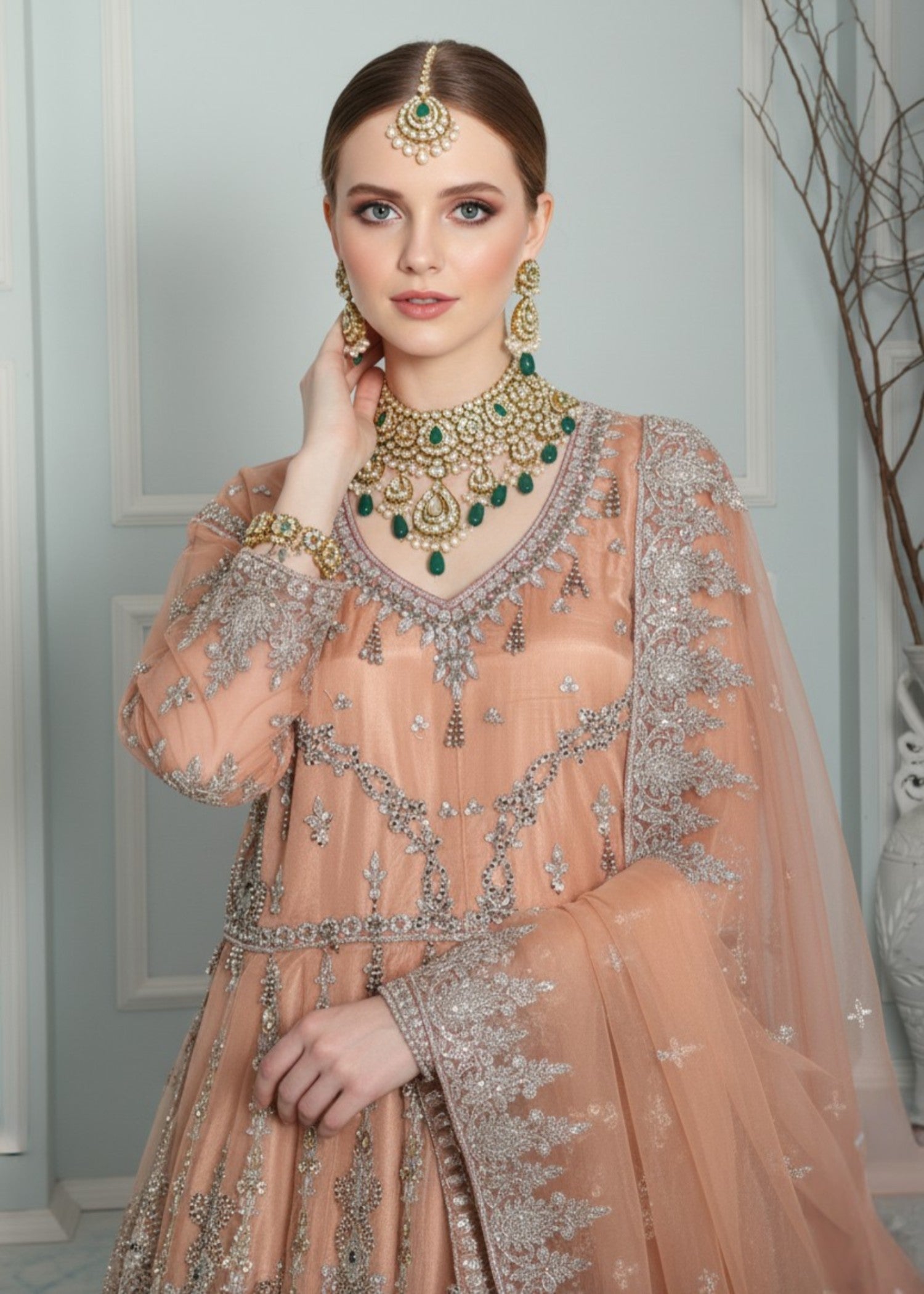 Insiya By Saira Jawad Bridal Maxi Peach 216 Women 2pcs