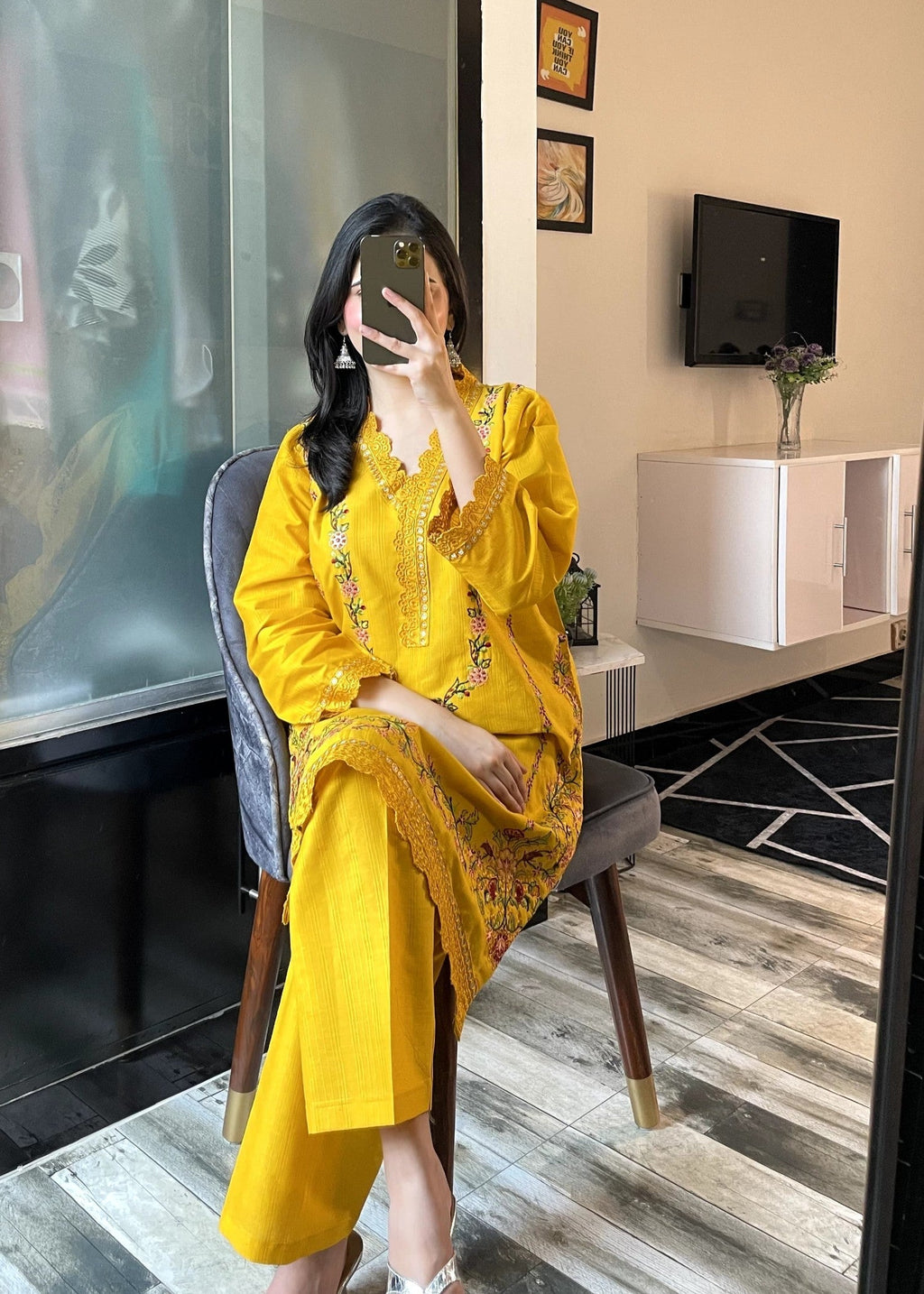 Tehzeeb Libas GULNAZ MUSTARD EMBROIDERED Women 2pcs