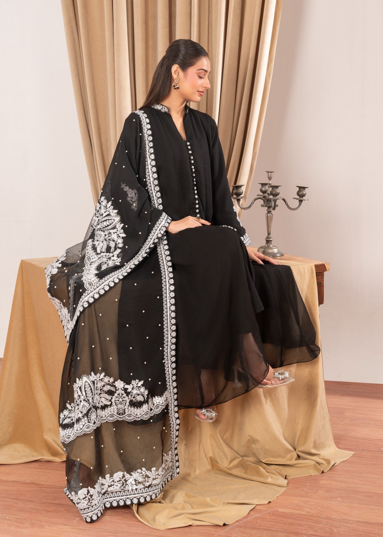 Four Season Boutique NIMRA PISHWAS BLACK Women 3pcs