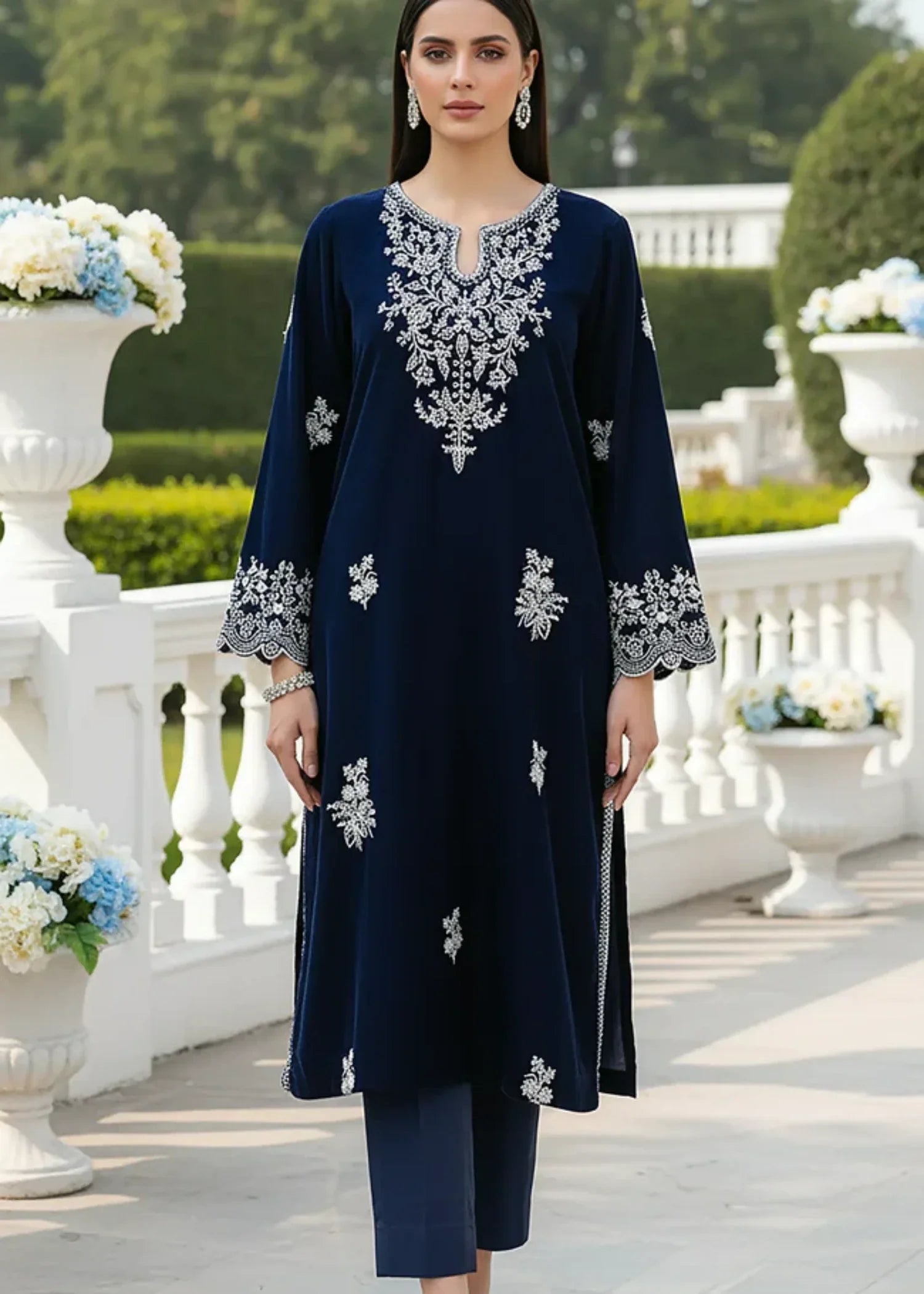 Lakhany Ready to wear Embroidered Velvet Shirt (LG IZ 0504 W EMB 1P) Women 1pcs